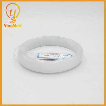 Yingmart 53mm PNJ277600 Certified Natural Color Grey White Natural Jadeite Jade Bangle Bracelet, Real Gemstone, Gift for Mom Grandma Sister