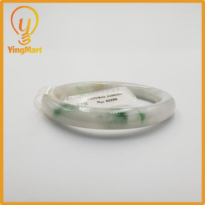 Yingmart 51mm PNJ Certified Natural Color Grey White Medium Yellow Brown Natural Jadeite Jade Bangle Bracelet, Real Gemstone