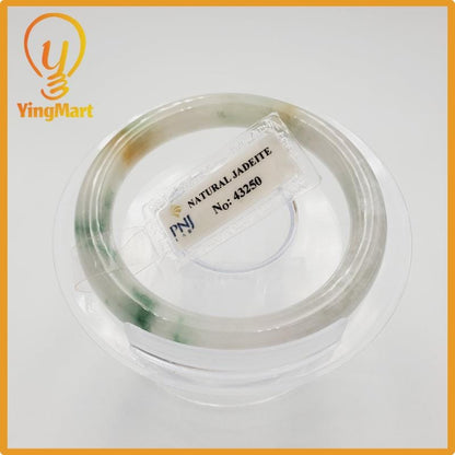Yingmart 51mm PNJ Certified Natural Color Grey White Medium Yellow Brown Natural Jadeite Jade Bangle Bracelet, Real Gemstone