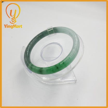 Yingmart 57mm PNJ Certified Natural Color Grey White Natural Jadeite Jade Bangle Bracelet, Real Gemstone, Gift for Her Mom Grandma Sister