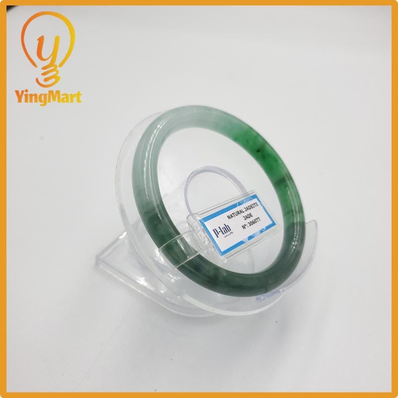 Yingmart 57mm PNJ Certified Natural Color Grey White Natural Jadeite Jade Bangle Bracelet, Real Gemstone, Gift for Her Mom Grandma Sister