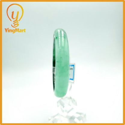 Yingmart 57mm PNJ Certified Natural Color Grey White Natural Jadeite Jade Bangle Bracelet, Real Gemstone, Gift for Her Mom Grandma Sister