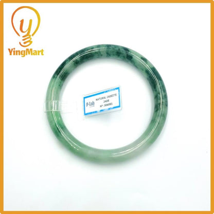 Yingmart 69mm PNJ Certified Natural Color Grey White Natural Jadeite Jade Bangle Bracelet, Real Gemstone, Gift for Her Mom Grandma Sister