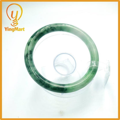 Yingmart 69mm PNJ Certified Natural Color Grey White Natural Jadeite Jade Bangle Bracelet, Real Gemstone, Gift for Her Mom Grandma Sister