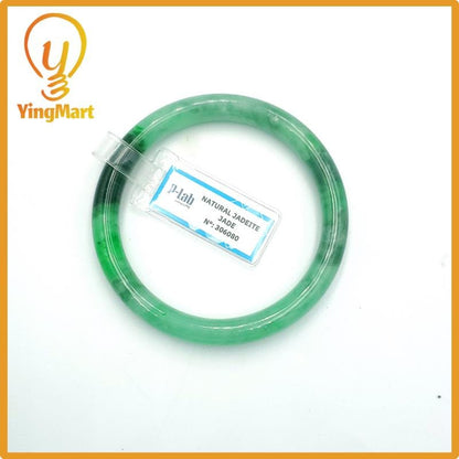 Yingmart 57mm PNJ Certified Natural Color Grey White Natural Jadeite Jade Bangle Bracelet, Real Gemstone, Gift for Her Mom Grandma Sister