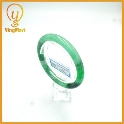 Yingmart 57mm PNJ Certified Natural Color Grey White Natural Jadeite Jade Bangle Bracelet, Real Gemstone, Gift for Her Mom Grandma Sister