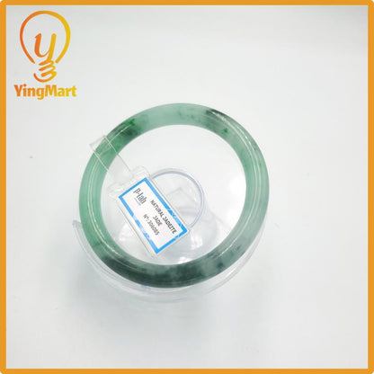 Yingmart 60mm PNJ Certified Natural Color Grey White Natural Jadeite Jade Bangle Bracelet, Real Gemstone, Gift for Her Mom Grandma Sister
