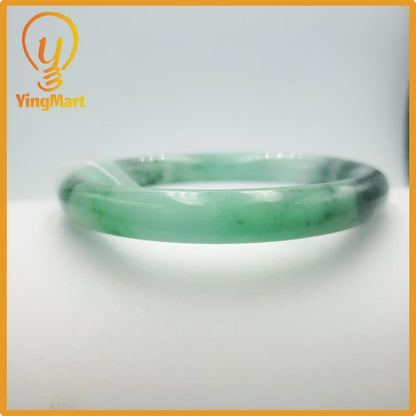 Yingmart 60mm PNJ Certified Natural Color Grey White Natural Jadeite Jade Bangle Bracelet, Real Gemstone, Gift for Her Mom Grandma Sister