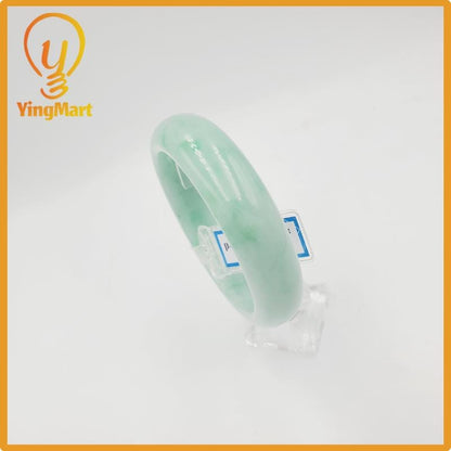Yingmart 58mm PNJ Certified Natural Color Light To Medium Green Natural Jadeite Jade Bangle Bracelet, Real Gemstone, Gift for Her Mom