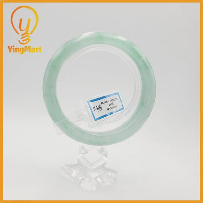 Yingmart 58mm PNJ Certified Natural Color Light To Medium Green Natural Jadeite Jade Bangle Bracelet, Real Gemstone, Gift for Her Mom