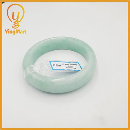 Yingmart 58mm PNJ Certified Natural Color Light To Medium Green Natural Jadeite Jade Bangle Bracelet, Real Gemstone, Gift for Her Mom