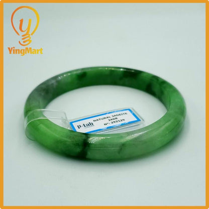 Yingmart 66mm PNJ Certified Natural Color Grey White Natural Jadeite Jade Bangle Bracelet, Real Gemstone, Gift for Her Mom Grandma Sister