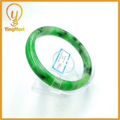Yingmart 66mm PNJ Certified Natural Color Grey White Natural Jadeite Jade Bangle Bracelet, Real Gemstone, Gift for Her Mom Grandma Sister