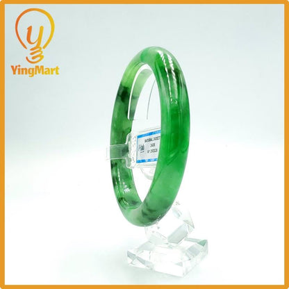 Yingmart 66mm PNJ Certified Natural Color Grey White Natural Jadeite Jade Bangle Bracelet, Real Gemstone, Gift for Her Mom Grandma Sister