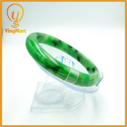 Yingmart 66mm PNJ Certified Natural Color Grey White Natural Jadeite Jade Bangle Bracelet, Real Gemstone, Gift for Her Mom Grandma Sister