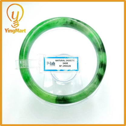 Yingmart 66mm PNJ Certified Natural Color Grey White Natural Jadeite Jade Bangle Bracelet, Real Gemstone, Gift for Her Mom Grandma Sister