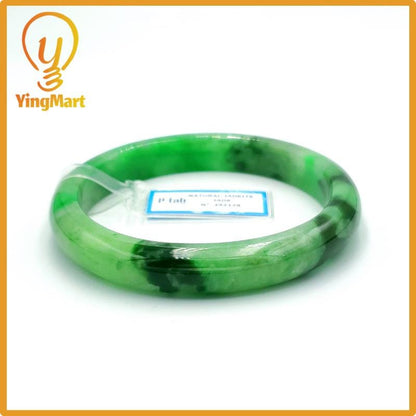 Yingmart 66mm PNJ Certified Natural Color Grey White Natural Jadeite Jade Bangle Bracelet, Real Gemstone, Gift for Her Mom Grandma Sister