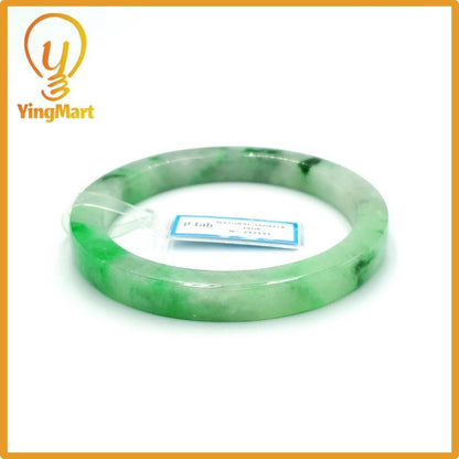 Yingmart 66mm PNJ Certified Natural Color Grey White Natural Jadeite Jade Bangle Bracelet, Real Gemstone, Gift for Her Mom Grandma Sister