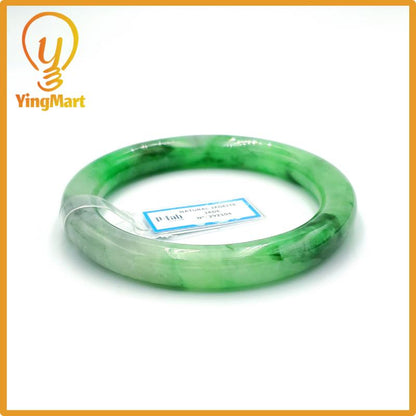 Yingmart 67mm PNJ Certified Natural Color Grey White Natural Jadeite Jade Bangle Bracelet, Real Gemstone, Gift for Her Mom Grandma Sister