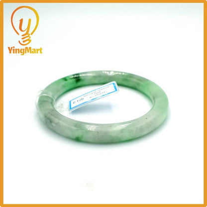 Yingmart 67mm PNJ Certified Natural Color Grey White Natural Jadeite Jade Bangle Bracelet, Real Gemstone, Gift for Her Mom Grandma Sister