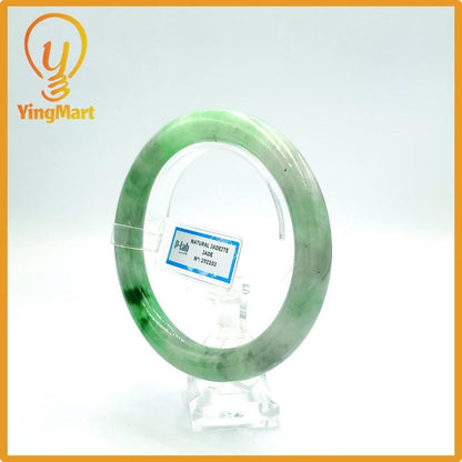 Yingmart 67mm PNJ Certified Natural Color Grey White Natural Jadeite Jade Bangle Bracelet, Real Gemstone, Gift for Her Mom Grandma Sister