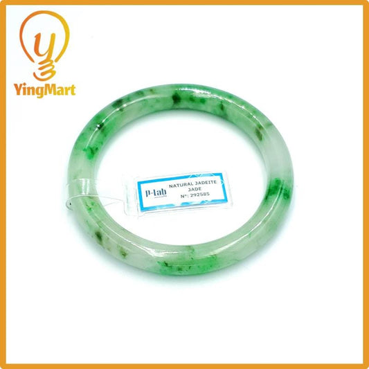 Yingmart 67mm PNJ Certified Natural Color Grey White Natural Jadeite Jade Bangle Bracelet, Real Gemstone, Gift for Her Mom Grandma Sister