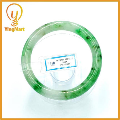 Yingmart 67mm PNJ Certified Natural Color Grey White Natural Jadeite Jade Bangle Bracelet, Real Gemstone, Gift for Her Mom Grandma Sister