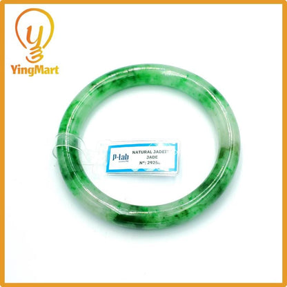 Yingmart 67mm PNJ Certified Natural Color Grey White Natural Jadeite Jade Bangle Bracelet, Real Gemstone, Gift for Her Mom Grandma Sister