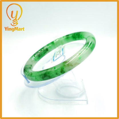Yingmart 67mm PNJ Certified Natural Color Grey White Natural Jadeite Jade Bangle Bracelet, Real Gemstone, Gift for Her Mom Grandma Sister