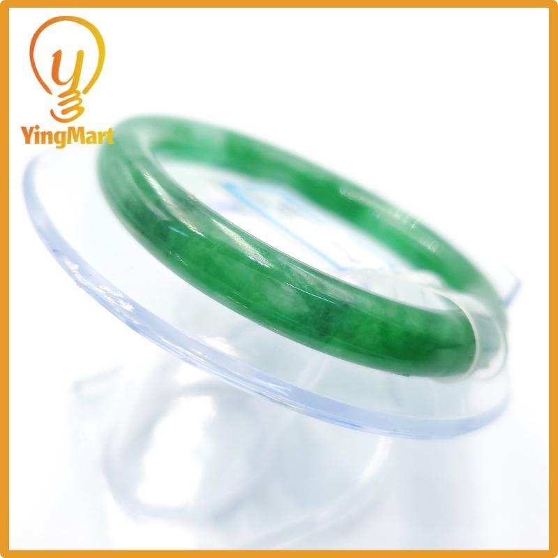 Yingmart 51mm PNJ Certified Natural Color Grey White Natural Jadeite Jade Bangle Bracelet, Real Gemstone, Gift for Her Mom Grandma Sister