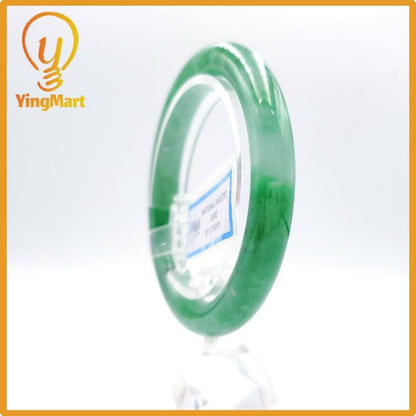 Yingmart 53mm PNJ Certified Natural Color Grey White Natural Jadeite Jade Bangle Bracelet, Real Gemstone, Gift for Her Mom Grandma Sister