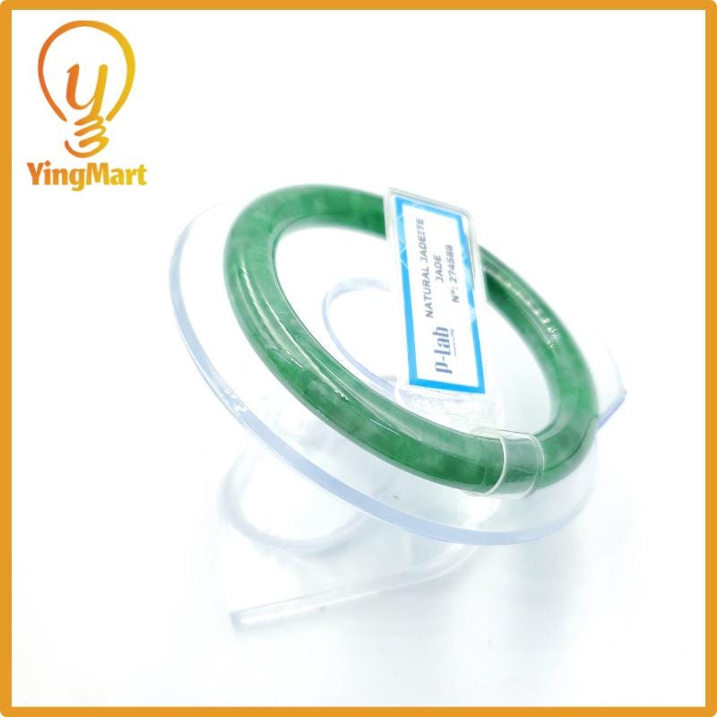 Yingmart 53mm PNJ Certified Natural Color Grey White Natural Jadeite Jade Bangle Bracelet, Real Gemstone, Gift for Her Mom Grandma Sister