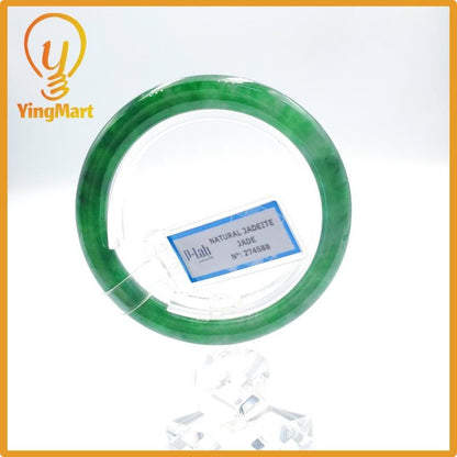 Yingmart 53mm PNJ Certified Natural Color Grey White Natural Jadeite Jade Bangle Bracelet, Real Gemstone, Gift for Her Mom Grandma Sister