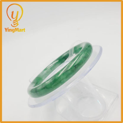 Yingmart 53mm PNJ274595 Certified Natural Color Grey White Natural Jadeite Jade Bangle Bracelet, Real Gemstone, Gift for Mom Grandma Sister