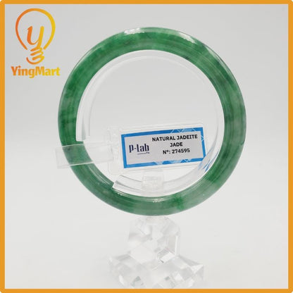 Yingmart 53mm PNJ274595 Certified Natural Color Grey White Natural Jadeite Jade Bangle Bracelet, Real Gemstone, Gift for Mom Grandma Sister