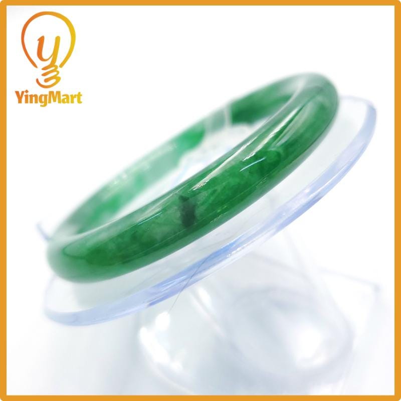 Yingmart 57mm natural green jadeite jade bangle bracelet, real gemstone, vintage jewelry, gift for her, accessories