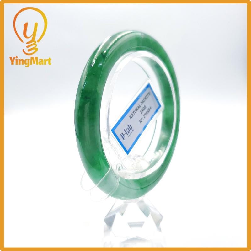 Yingmart 57mm natural green jadeite jade bangle bracelet, real gemstone, vintage jewelry, gift for her, accessories