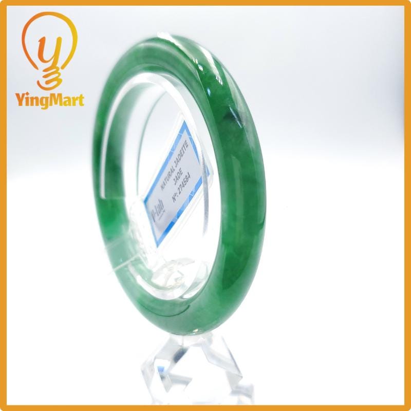 Yingmart 57mm natural green jadeite jade bangle bracelet, real gemstone, vintage jewelry, gift for her, accessories