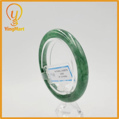 Yingmart 52mm PNJ274596 Certified Natural Color Grey White Natural Jadeite Jade Bangle Bracelet, Real Gemstone, Gift for Mom Grandma Sister