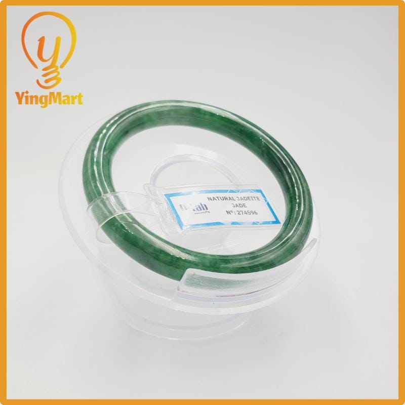 Yingmart 52mm PNJ274596 Certified Natural Color Grey White Natural Jadeite Jade Bangle Bracelet, Real Gemstone, Gift for Mom Grandma Sister