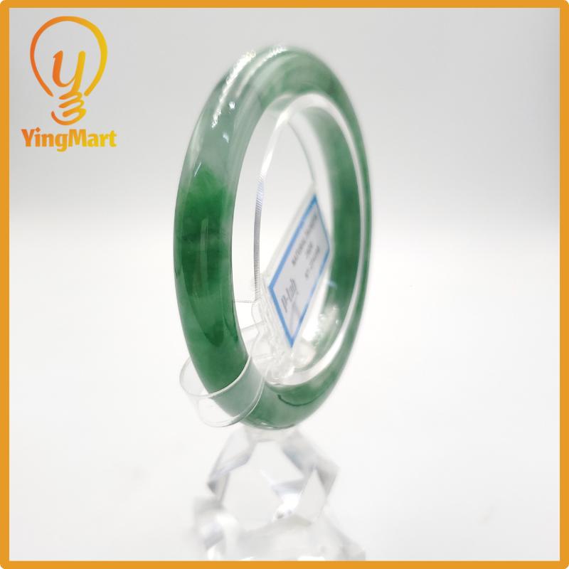 Yingmart 53mm PNJ274590 Certified Natural Color Grey White Natural Jadeite Jade Bangle Bracelet, Real Gemstone, Gift for Mom Grandma Sister