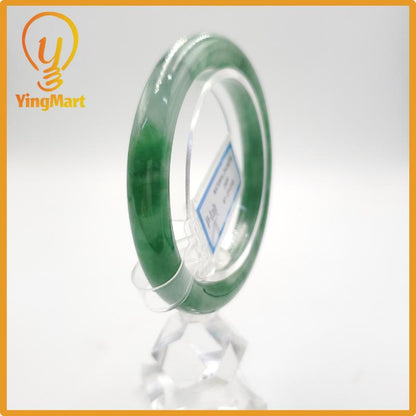 Yingmart 53mm PNJ274590 Certified Natural Color Grey White Natural Jadeite Jade Bangle Bracelet, Real Gemstone, Gift for Mom Grandma Sister