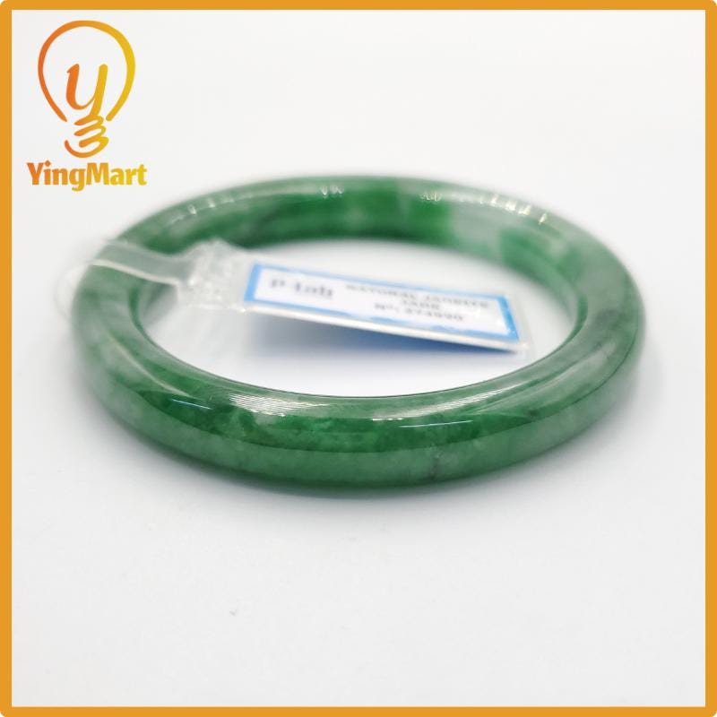 Yingmart 53mm PNJ274590 Certified Natural Color Grey White Natural Jadeite Jade Bangle Bracelet, Real Gemstone, Gift for Mom Grandma Sister