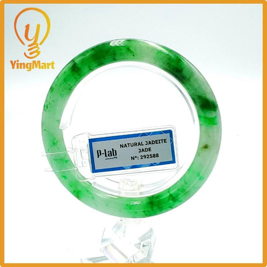 Jade Bangle 55mm PNJ Certified | Natural Color Grey White Jade Bangle Bracelet, Real Gemstone, Gift for Women, Men, Grandma, Sister