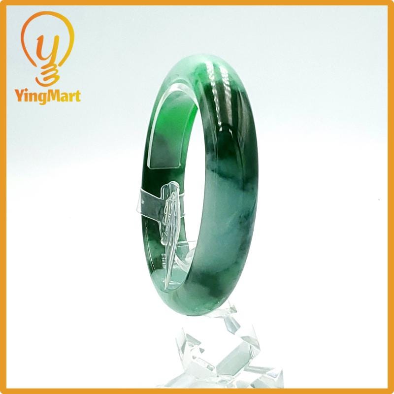 Jade Bangle 59mm PNJ Certified | Natural Color Grey White Jade Bangle Bracelet, Real Gemstone, Gift for Women, Men, Grandma, Sister