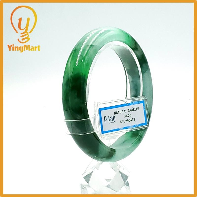 Jade Bangle 59mm PNJ Certified | Natural Color Grey White Jade Bangle Bracelet, Real Gemstone, Gift for Women, Men, Grandma, Sister
