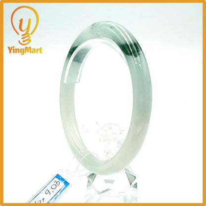 Jade Bangle 63mm PNJ Certified | Natural Color Grey White Jade Bangle Bracelet, Real Gemstone, Gift for Women, Men, Grandma, Sister