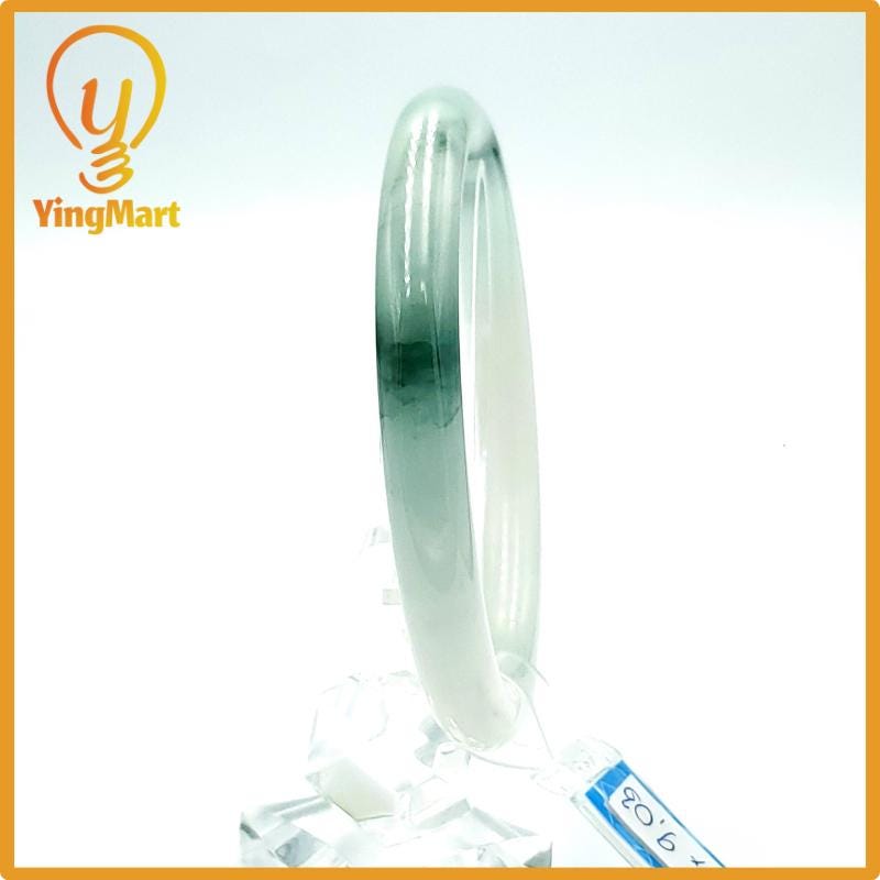 Jade Bangle 63mm PNJ Certified | Natural Color Grey White Jade Bangle Bracelet, Real Gemstone, Gift for Women, Men, Grandma, Sister