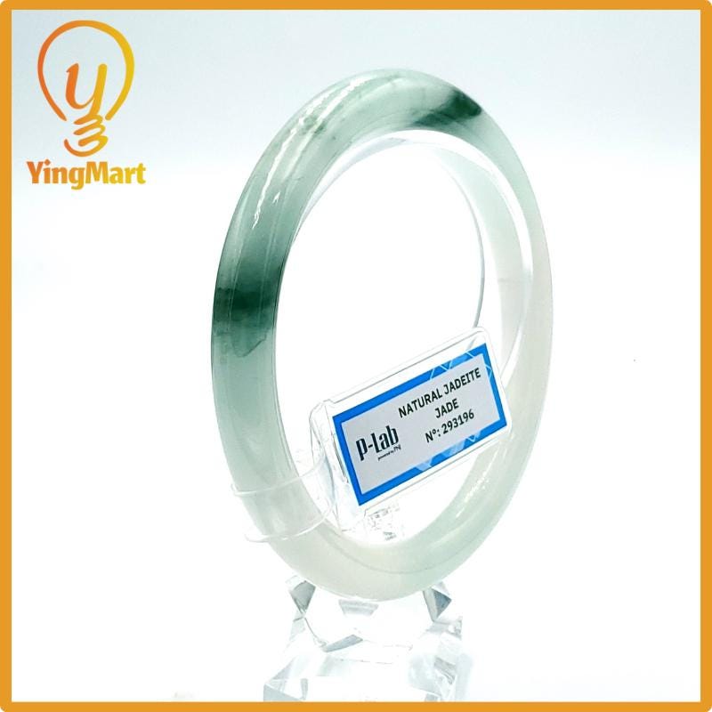 Jade Bangle 63mm PNJ Certified | Natural Color Grey White Jade Bangle Bracelet, Real Gemstone, Gift for Women, Men, Grandma, Sister