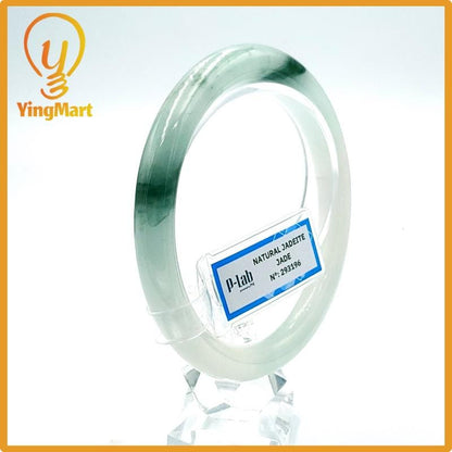 Jade Bangle 63mm PNJ Certified | Natural Color Grey White Jade Bangle Bracelet, Real Gemstone, Gift for Women, Men, Grandma, Sister